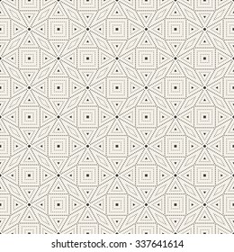 Seamless pattern. Abstract small textured background. Modern stylish texture consisting of small dots. Repeating elegant geometrical tiles with dotted rhombuses and triangles. Vector element