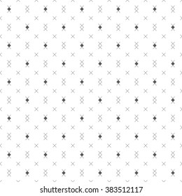 Seamless pattern. Abstract small textured surface. Minimal classic texture with periodic repeating thin line crosses and rhombuses. Vector element of graphical design