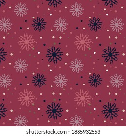 Seamless pattern with abstract snowflakes