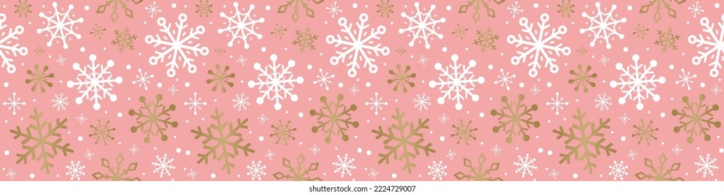 Seamless pattern with abstract snowflakes. Christmas wallpaper design. Banner. Vector illustration