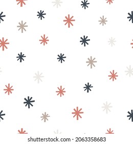 Seamless pattern with abstract snowflakes. Hand drawn vector illustatration.