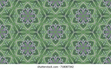 Seamless pattern. Abstract snowflakes are located in honeycomb cells. Background for Christmas and New Year.