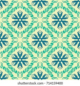 Seamless pattern. Abstract snowflakes. Openwork pattern. The diagonal cell. Drawing for the Christmas and New Year holidays. Winter textiles.