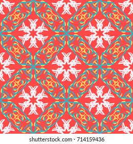 Seamless pattern. Abstract snowflakes. Openwork pattern. The diagonal cell. Drawing for the Christmas and New Year holidays. Winter textiles.