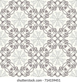 Seamless pattern. Abstract snowflakes. Openwork pattern. The diagonal cell. Drawing for the Christmas and New Year holidays. Winter textiles.