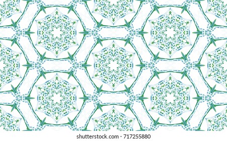 Seamless pattern. Abstract snowflakes. Six-sided figures.