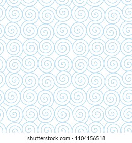 Seamless pattern of abstract spiral blue lines for neutral background