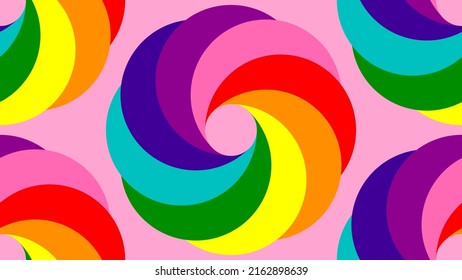 Seamless pattern of abstract spiral rainbow, LGBT, pride flag