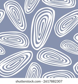 Seamless pattern with abstract spiral shells. Spiral ellipses or ovals. Vector. Template for the design of wallpaper, paper, fabric, textile.