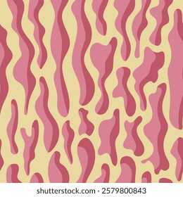 seamless pattern with abstract spots of pink color on a pastel background
