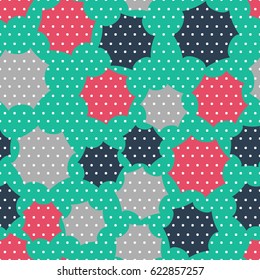 Seamless pattern. Abstract spots. Pink, gray, green, white shades.