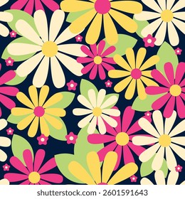 A seamless pattern with abstract spring florals, blending organic shapes and soft, vibrant hues. A modern, artistic take on blooming petals and lush foliage, perfect for a fresh and stylish aesthetic.