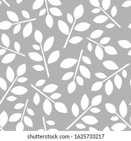 Seamless pattern. Abstract spring twig silhouette on grey background. Vector illustration