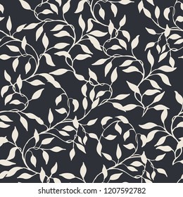 A seamless pattern, abstract, square, branches with leaves, vector illustration