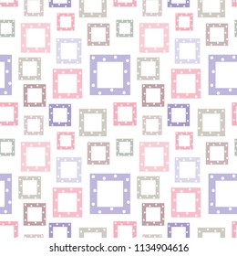 Seamless Pattern of Abstract Square with Dot Design on White Background
