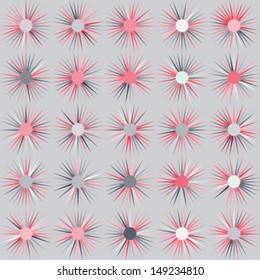 Seamless pattern of abstract stars on gray background