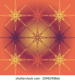 Seamless pattern with abstract stars on a background with a gradient. Warm colors. Print option for fabric, wrapper. Vector illustration.
