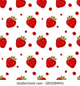 Seamless pattern of abstract strawberry. Paper cut modern contemporary style. Vector