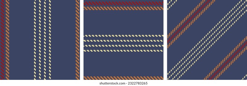 Seamless pattern abstract stripe set. Colored striped background pixel texture . Textile design. Vector graphics of printing on fabric, shirt, textile, curtain and tablecloth.