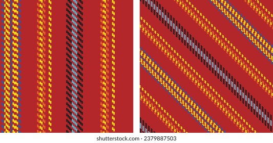 Seamless pattern abstract stripe set. Colored striped background pixel texture . Textile design. Vector graphics of printing on fabric, shirt, textile, curtain and tablecloth.