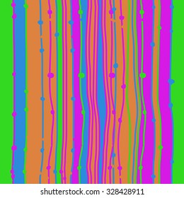 Seamless   pattern  of  abstract striped  motif, stripes, spots, waves. Hand drawn.