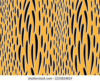 Seamless pattern with abstract strokes, black stripes on an orange background drawing design for bedspread, textile, fabric, wrapping paper, wall design.