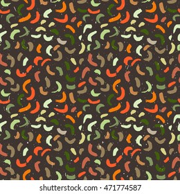 Seamless pattern of abstract strokes and dots. Vector background.