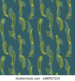 Seamless pattern in an abstract style. Contour image of cucumbers.Flat style.For fabric, paper, Wallpaper design.Vector file.