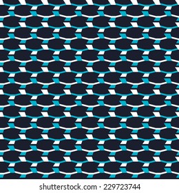 Seamless pattern in abstract style. Dark blue, white and bluish cyan color