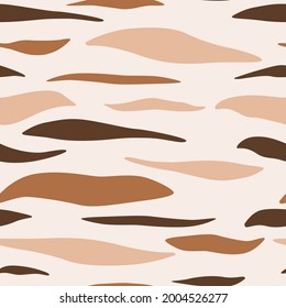 Seamless Pattern in Abstract Style in Neutral Tones, Smooth Lines. Vector Illustration