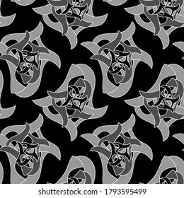 Seamless pattern of Abstract stylized shapes, whimsical interlaces, knots .