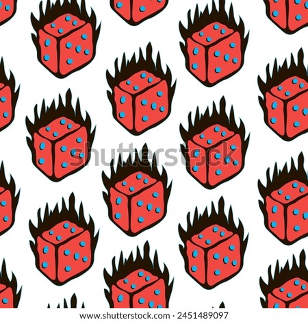 seamless pattern abstract subcultural dice object sign in vector in flat style. template for design, poster, print, backdrop, background, wallpaper, wrapping, fabric