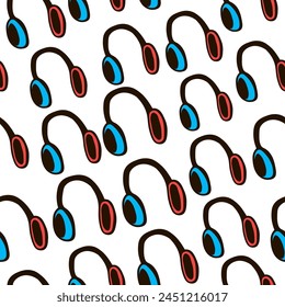 seamless pattern abstract subcultural object headphones sign in vector in flat style. template for design, poster, print, backdrop, background, wallpaper, wrapping, fabric