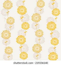 seamless pattern with abstract sunflowers