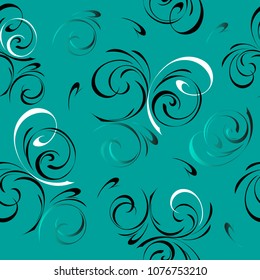 seamless pattern with abstract pattern of swirls on a green background