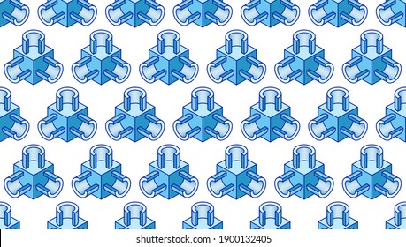 Seamless pattern of abstract tee pipe fitting in section