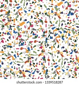 Seamless pattern, abstract, terrazzo style, light background, vector illustration
