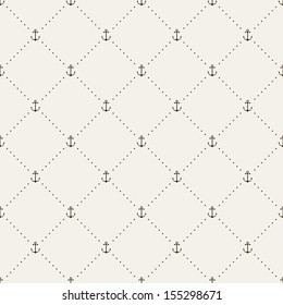 Seamless pattern. Abstract texture with anchors. Vector stylish monochrome print