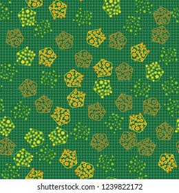 Seamless pattern. Abstract texture for children's themes. The composition of the pentagons on the background of small mutually perpendicular ovals.