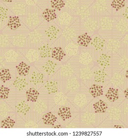 Seamless pattern. Abstract texture for children's themes. Composition of pentagons on the background of rhombuses consisting of wavy lines.