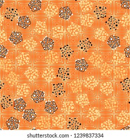 Seamless pattern. Abstract texture for children's themes. Composition of pentagons on a background of concentric squares.