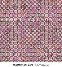 Seamless pattern. Abstract texture for children's themes. The composition of the pentagons on the background of rhombuses created from a wedge-shaped notch.