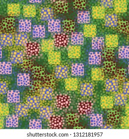 Seamless pattern. An abstract texture containing inflated squares with variable transparency. Editable.