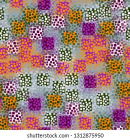 Seamless pattern. An abstract texture containing inflated squares with variable transparency. Editable.
