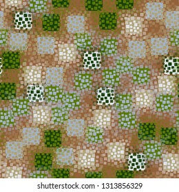 Seamless pattern. An abstract texture containing inflated squares with variable transparency. Editable.