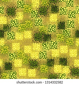 Seamless pattern. An abstract texture containing inflated squares with variable transparency. Editable.
