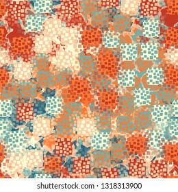 Seamless pattern. An abstract texture containing inflated squares with variable transparency. 
Background consisting of round gear figures. Editable.