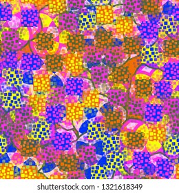 Seamless pattern. An abstract texture containing inflated squares with variable transparency. 
The background consists of large five-sided figures. Editable.