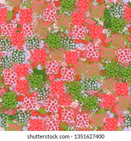 Seamless pattern. An abstract texture containing inflated squares with variable transparency.
The background consists of dumbbell-shaped forms with a stroke.