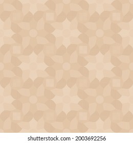 Seamless pattern. Abstract texture. Geometric flowers. Striped checkerboard. Beige shades.